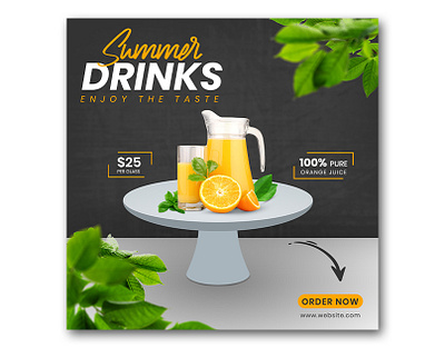 Juice Drink Social Media Post for Restaurant Menu