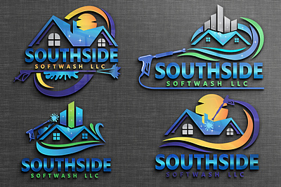 Pressure Washing and Power Washing Service logo branding cleaning logo creative logo design graphic design illustration logo logo design power washing logo pressure washing logo typography vector washing logo