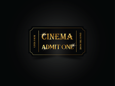 Movie ticket black branding cinema design dribbble gold golden gradient illustraion light money movie shadow simple spark ticket vector