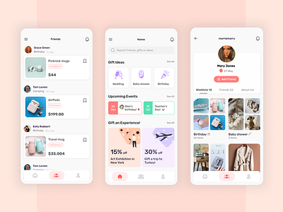 Wishlist app app design gift ui wishlist