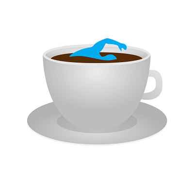 Swimming in Coffee brand coffee cup design illustration logo mug shape sign symbol typography