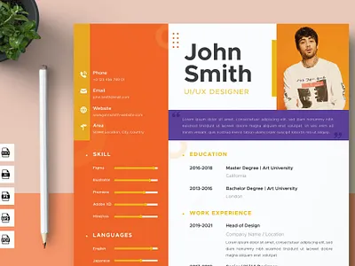 CV Resume Template a4 ai clean cover cover letter cv design cv template design doc download microsoft word minimalistic original resume resume cv resume design resume template template word word doc
