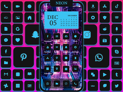 Blue Neon App Icons aesthetic blue cute cyberpunk design icon icondesign icons illustration ios iphone logo logodesign logos minimal neon ui