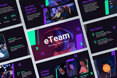 eSports (Gaming) Slides Presentation Template branding deck design designposter gameing gaming landing google slides graphic design illustration keynote landing page minimal modern page pitch pitch deck powerpoint presentation slides ui