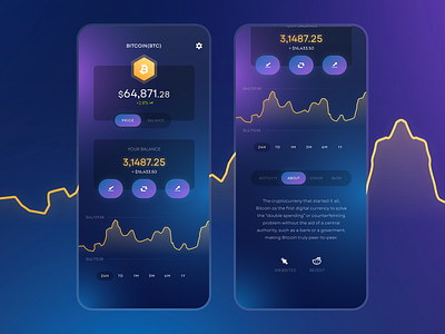 Crypto app - Account balance app blue crypto dark ui ux