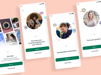 Ed-mate: Onboarding screens app education interface ios mobile onboarding school student ui web design
