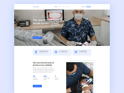 Dental clinic web ui design 2022 animation clean clinic dental service design figma hospital landing page minimal motion graphics product design responsive design service template trendy design ui ui ux web design website
