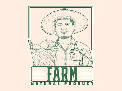 Vintage Hand Drawn Farm/Farmer Logo Design artwork branding design farm logo farmer logo farmer with vegetable graphic design hand drawn illustration logo logo design vector vintage vintage logo