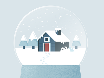 Cabin in the Woods cabin illustration landscape snow snow globe snowglobe vector winter