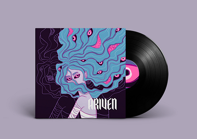 Vynil Cover Design ad adobe illustrator adobe photoshop art for music album branding cartoon coverart coverart design coverart illustration dark techno dark techno music graphic design illustration illustration for coverart line art music coverart techno style violet illustration vynil cover vynil illustration