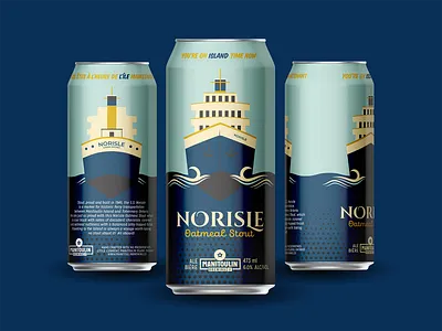 Norisle Oatmeal Stout beer boat canada craft beer design great lakes illustration marine nature nautical norisle northern ontario ontario beer owen sound product packaging ship steam ship stout tobermory tourism
