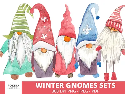 Winter Gnomes Sets gnomes gnomes vector watercolor winter gnomes sets winter bundle winter designs