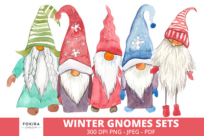Winter Gnomes Sets gnomes gnomes vector watercolor winter gnomes sets winter bundle winter designs