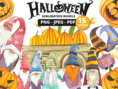 Watercolor Halloween Clipart Bundle christmas graphic design illustration llustration vector pumpkin illustration vector