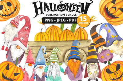 Watercolor Halloween Clipart Bundle christmas graphic design illustration llustration vector pumpkin illustration vector