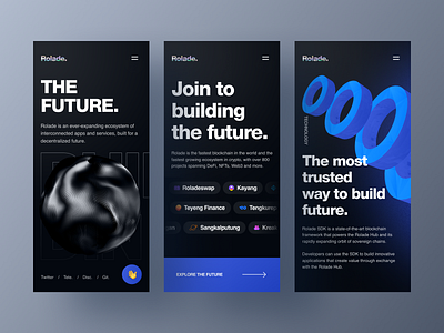 Rolade - Responsive Mobile View app bitcoin blockchain crypto cryptocurrency dark defi design exchange futuristic mobile modern nft product design responsive ui ux