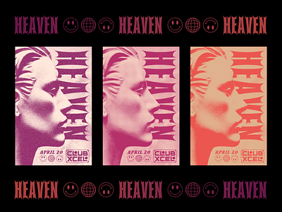 HEAVEN @ club xcel poster rave y2k aesthetic