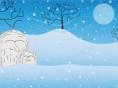 Yeti Warmth 2021 blue challenge cozy illustration love sky snow snowman trees warmth white winter yeti
