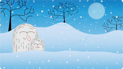 Yeti Warmth 2021 blue challenge cozy illustration love sky snow snowman trees warmth white winter yeti