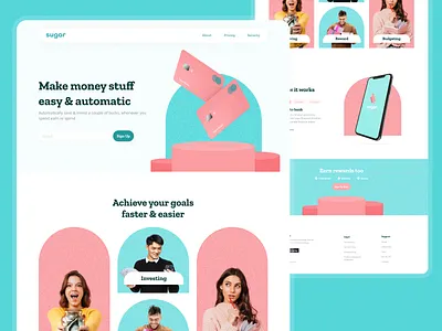 Sugar Wallet - Finance Wallet Landing Page bank bank account banking credit card debit card finance landing page money pay payment save saving send money split bill transaction transfers wallet web design webdesign