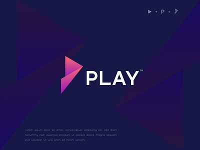 Play - Logo Design abstract logo app logo brand identity branding branding design gradient logo letter logo logo logo design logomark modern logo play button play logo symbol