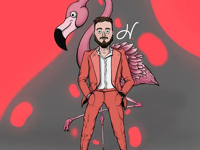 Henderson Flamingo Portrait adobe branding character design illustration logo photoshop portrait real estate retail