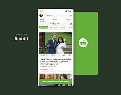 Reddit redesign app design instagram redesign concept reddit ui