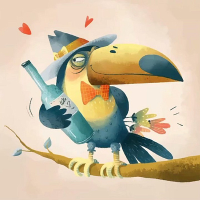 Parrot of love 2dillustarion design illustration vector