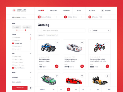 Online store - Lego Land cart catalog design ecommerce ecommerce store interface marketplace online shop online shopping online store product product cart shop shopify store storefront ui ux website