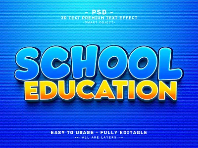 School Education Editable PSD Text Effect Style 3d action blue education effect eheadlinetext graphic design psd psdtexteffect school schooleducation sty text