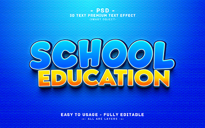 School Education Editable PSD Text Effect Style 3d action blue education effect eheadlinetext graphic design psd psdtexteffect school schooleducation sty text