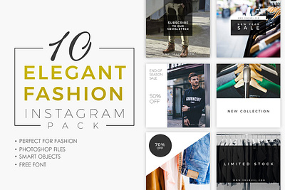 10 ELEGANT FASHION INSTAGRAM PACK elegant elegant template fashion fashion business fashion instagram fashion template instagram business instagram pack instagram post instagram template instagram template post social media kit