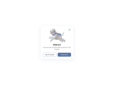 Confirmation popup card UI for pet dog pet ui uxui design