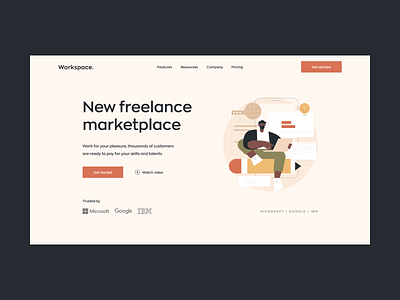 Freelance Marketplace Landing Page clean freelance freelancer hire hiring human landing marketplace minimal modern mvp portal react remote ronas it ui ux web web design