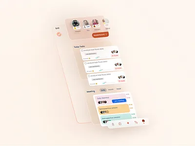 Project Management App app application blue design done focus meeting product design project management remote work task task management ui uiux ux white