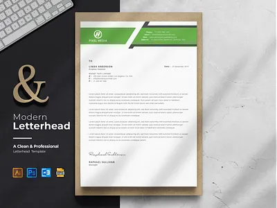 Letterhead Template brandingbite brochure template business letterhead clean letterhead corporate identity corporate letterhead design graphic design illustration letterhead word minimalist modern letterhead presentation folder simple letterhead