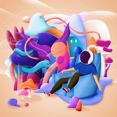 Daydream Astronaut affinity designer astronaut blue colorful design doodle gradient graphic design human illustration illustrator inspiration orange vector