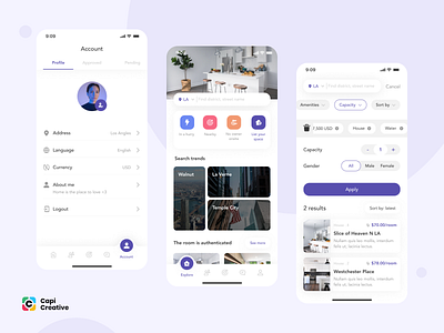 RENT HOUSE - Simply Home Search Mobile App UI KIT app app design capi creative design figma hotel house kit mobile mobile app mobile app design rent rent app rent template ui ui design ui kit uidesign ux