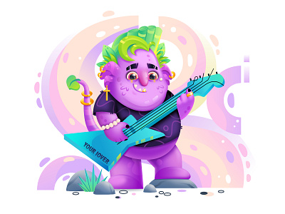 Forest Troll 2d affinitydesigner art characterdesign color dailyui forest guitar illustration troll vector