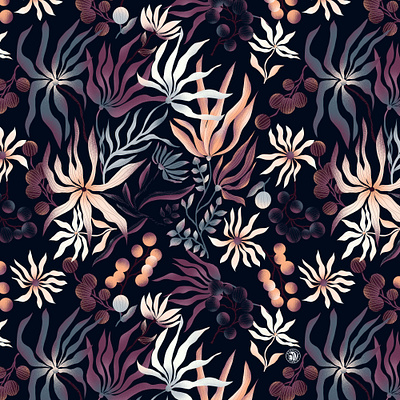 Floral seamless pattern with grain fabrics flowers illustration seamless pattern