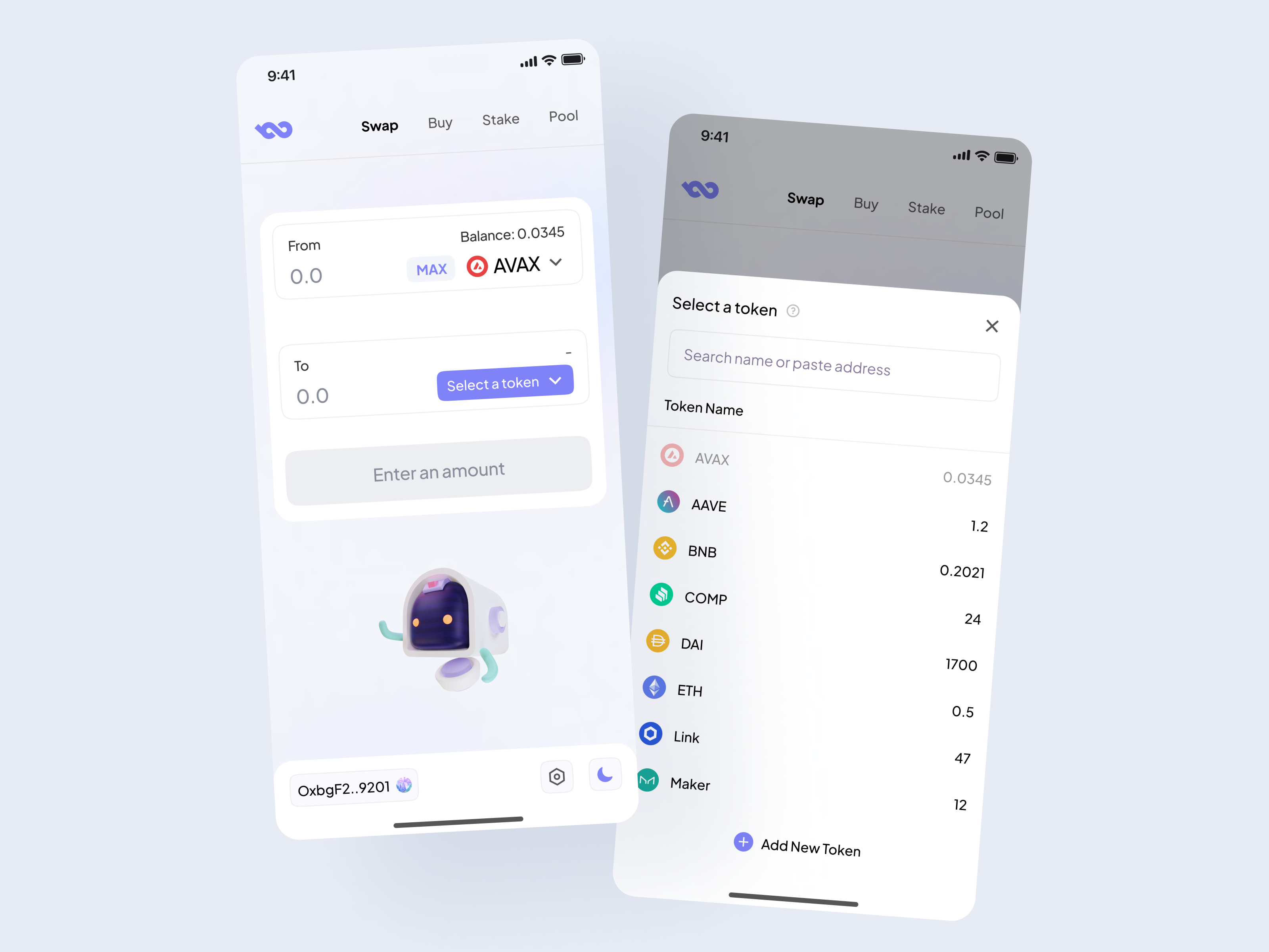 Example of Infinity DEX - Mobile App Concept