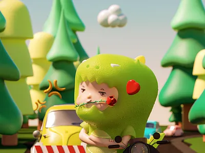 Little dinosaur character c4d character design ps