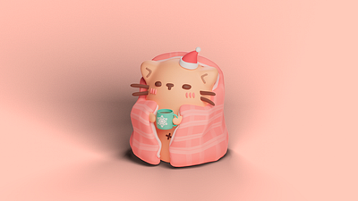 cozy kitty 3d 3design 3dillustration blender blender3d bright cat christmas cozy cute ddd design illustration isometry kitten kitty newyear simple winter