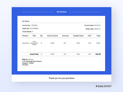 # Daily UI 017 / Email Receipt daily 017 daily ui daily ui email receipt design email receipt graphic design ui visual design