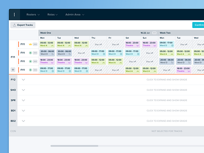 Track Builder b2b calendar clean design gradient icon icons medical planner platform product product design roster rota saas software ui ux web website