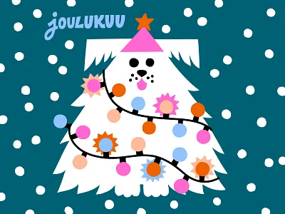 Hello December 🎀 animal illustration calendar calendar 2022 character christmas christmas vibes colorful cute december dog illustration flat color friendly fun happy illustration leena kisonen scandinavian sweet xmas illustration