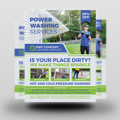 Pressure Cleaning and Power Washing Flyer Template business corporate design flyer illustration leaflet logo poster