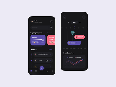 Task Manager - App Design app black clean dark mode design interface ios management app managment minimal mobile mobile app design mobileapp task list task manager tasks management to do app to do list ui ux ui design