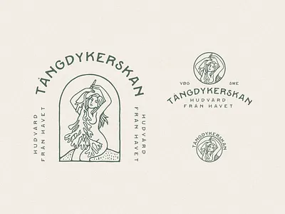 Tångdykerskan Logos branding colorful cosmetics design illustration illustrator logo ocean retro seaweed skincare vector vintage