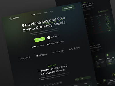 Horizonn - Cryptocurrency Website bitcoin blockchain branding business crypto cryptocurrency design etherum header hehe landing page popular simple ui